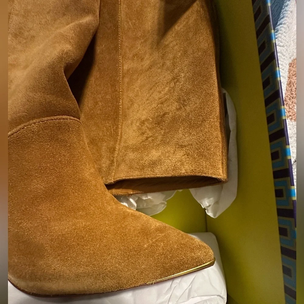 Tory Burch Lila Knee High Boots Rhum Suede Classic Fit 8 - Picture 3 of 12